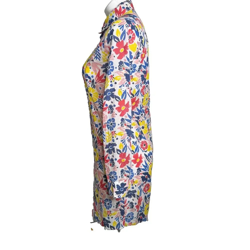 Roberta Roller Rabbit Cotton Tunic Dress Floral Beach Cover-Up Pockets XS Resort
